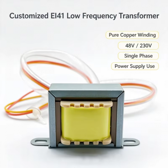 EI41 low frequency transformer with pure copper windings — front view